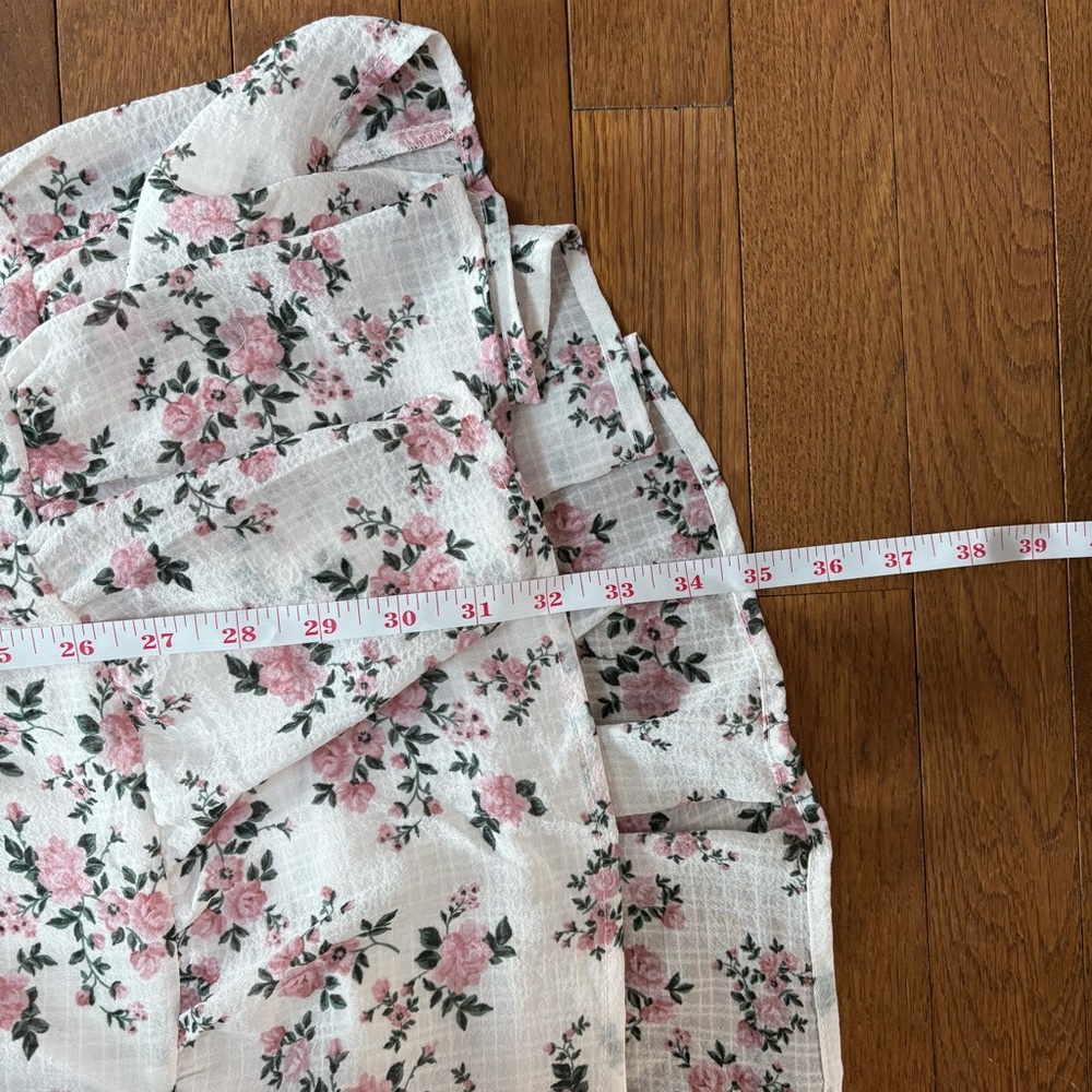White Bow Back Ruffle Mini Dress with Wild Roses Pattern - Picture 8 of 8